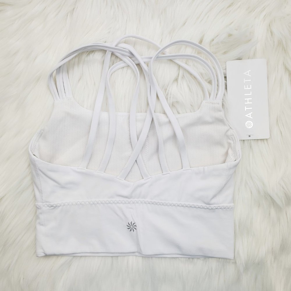 NWT Athleta White Hyper Focused Longline Bra - Picture 5 of 7